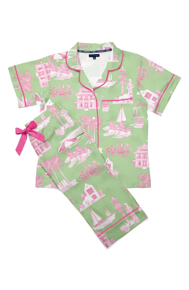 Katie Kime Florida Toile Pajamas, Alternate, color, Green/ Pink