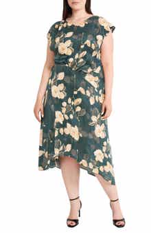 Maggy London Floral Print Asymmetric Dress