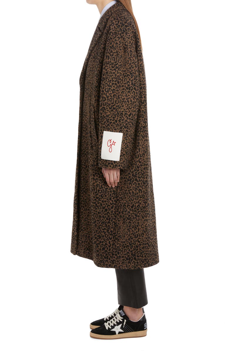 Golden Goose 2B Leopard Oversize Wool Blend Coat, Alternate, color, 