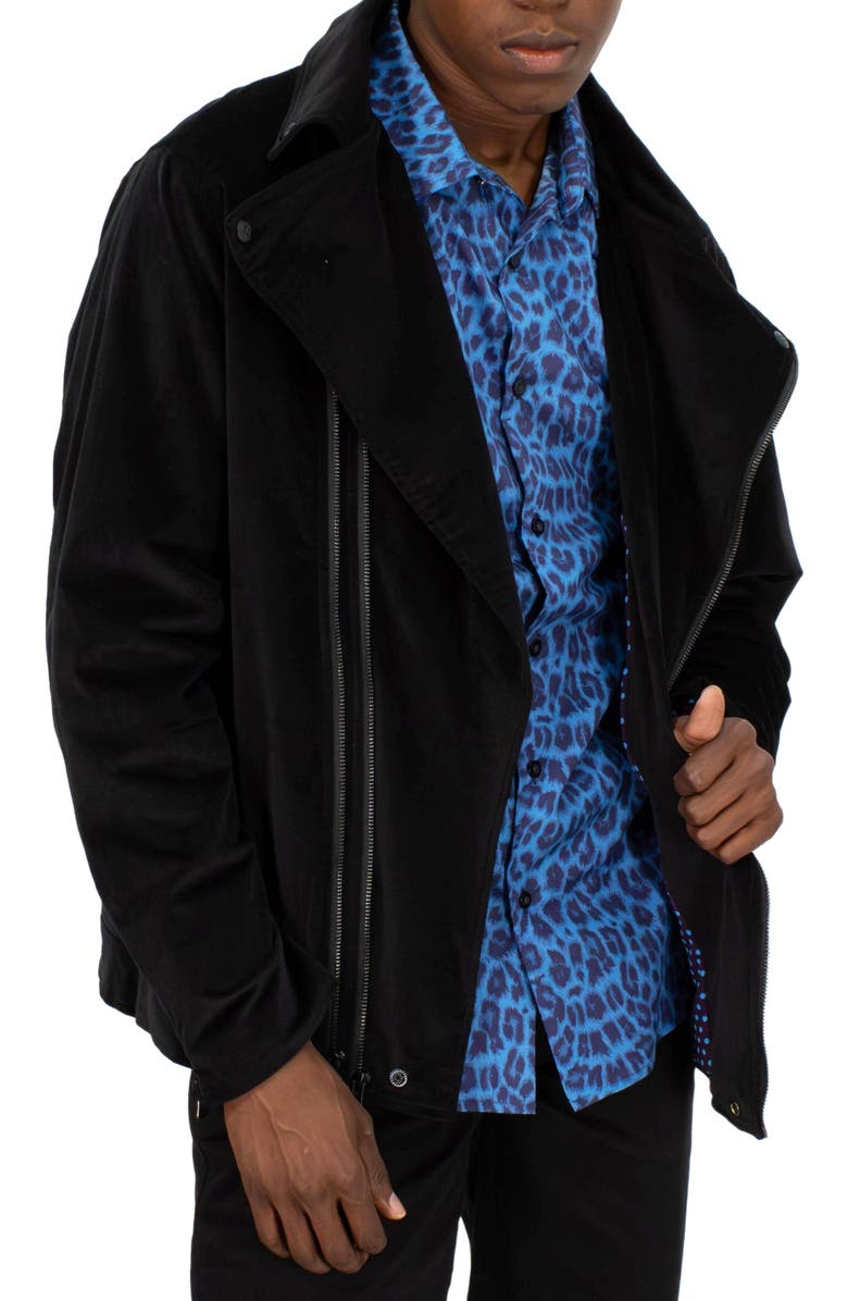 Lords of Harlech Rocky Velvet Biker Jacket, Main, color, Velvet Black