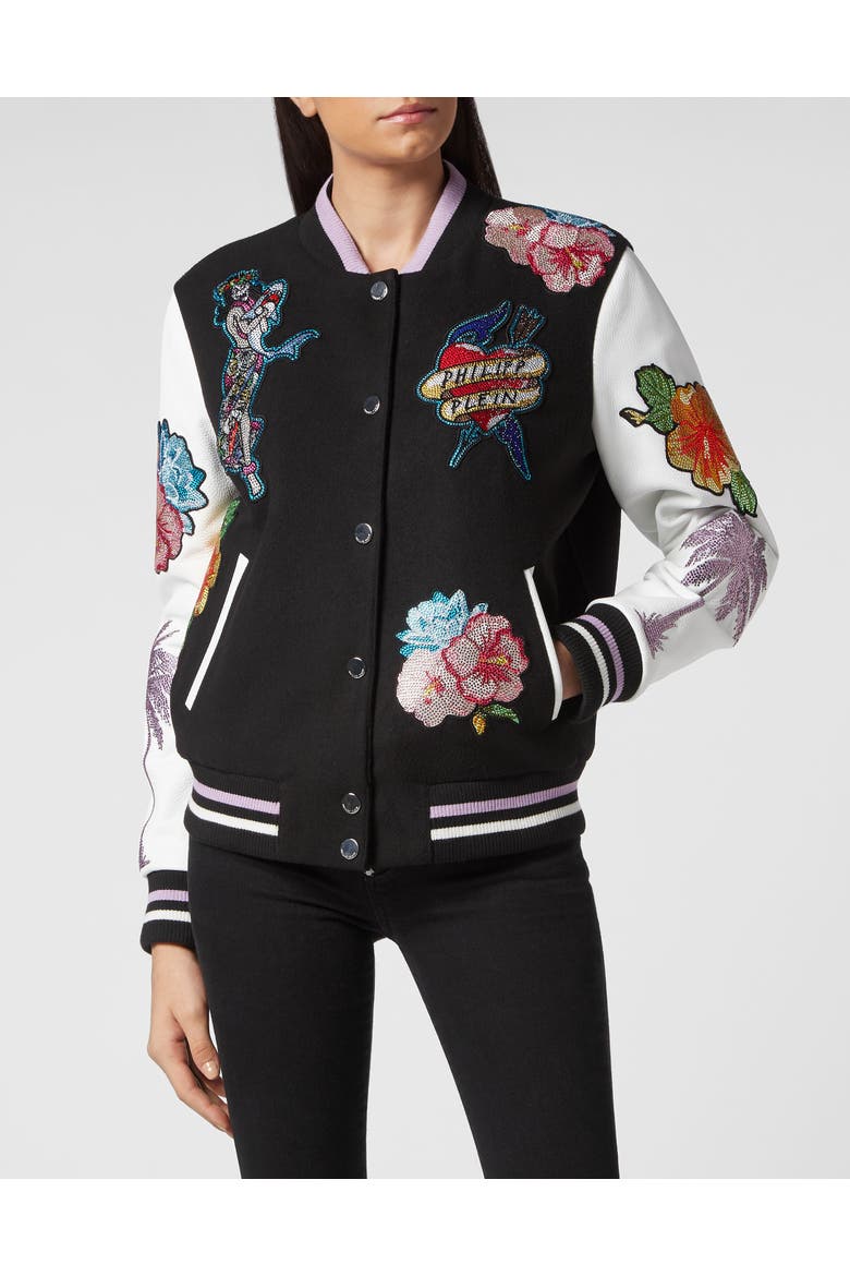 Leather Bomber Hawaii Women, Main, color, black