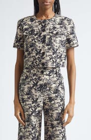 Toccin London Tropical Print Short Sleeve Crop Jacket
