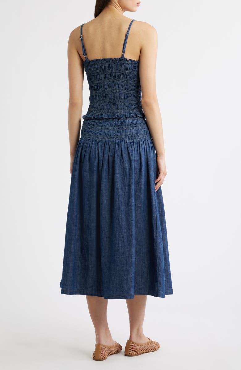 Madewell Denim Smocked Tank, Alternate, color, Dark Cove Wash