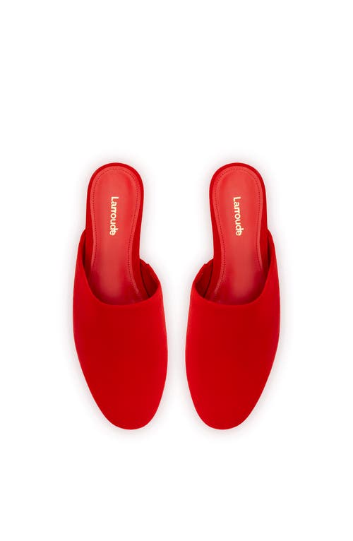Larroude Venice Suede Ballerina Mules In Scarlet