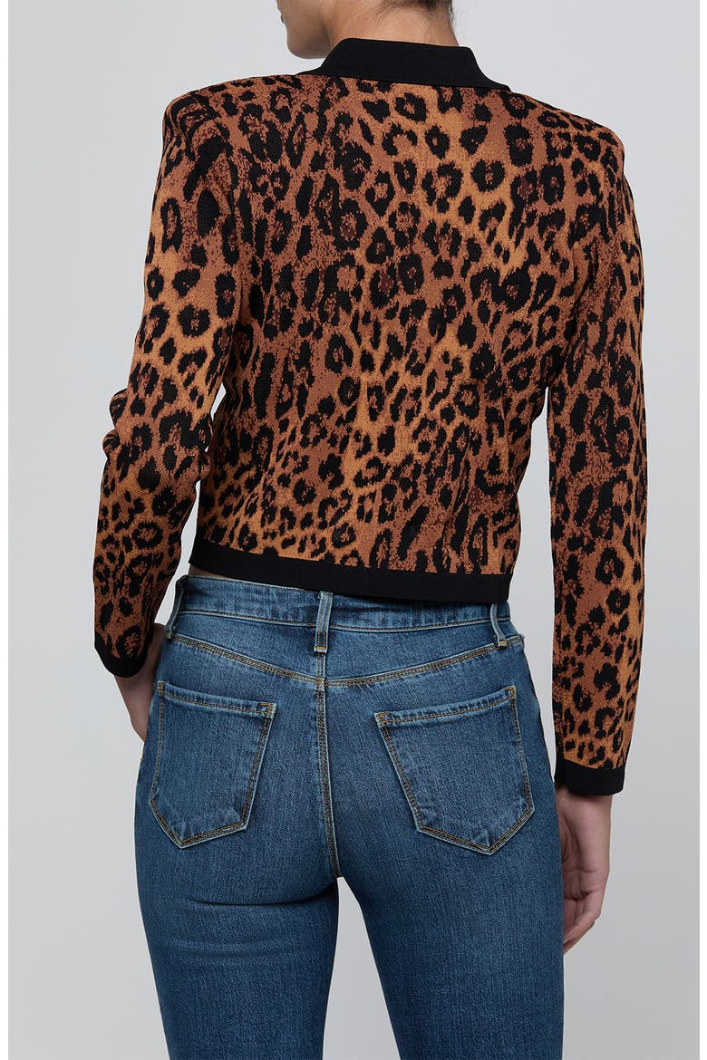 Osiris Jacquard Knit Jacket, Alternate, color, TAN MULTI JAVAN LEOPARD