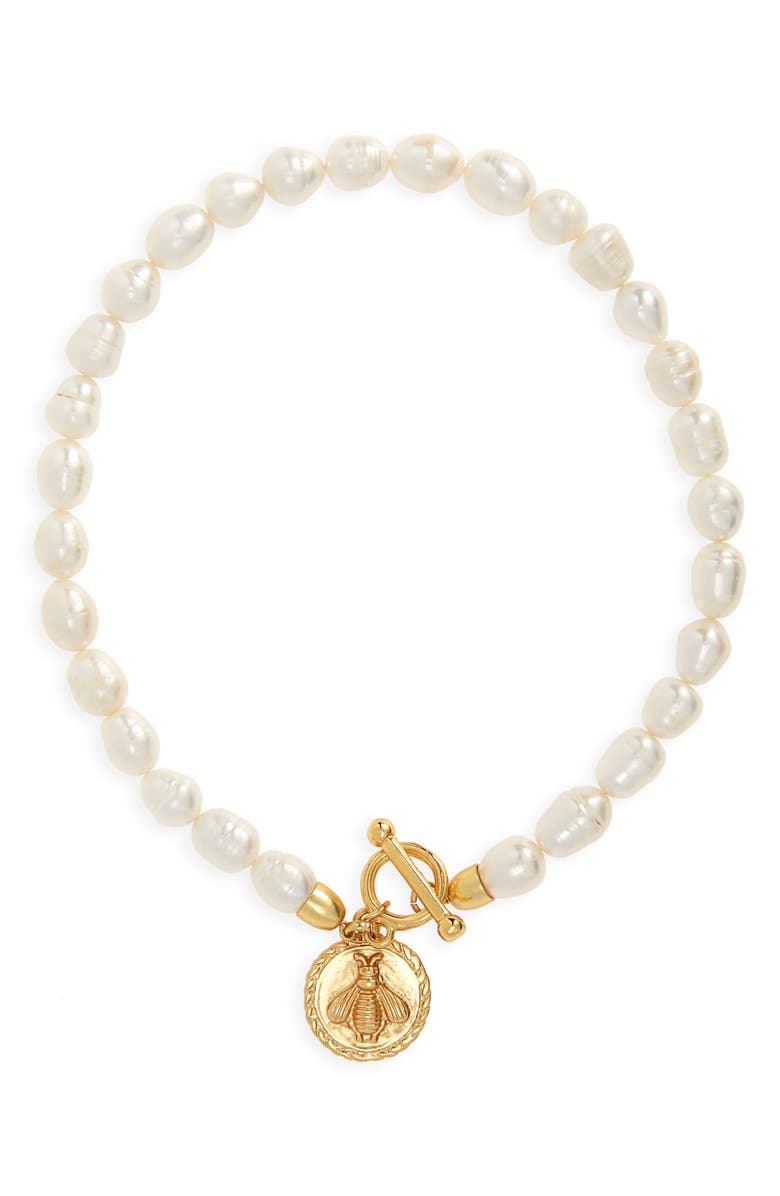 Karine Sultan Bee Pendant Freshwater Pearl Choker, Main, color,