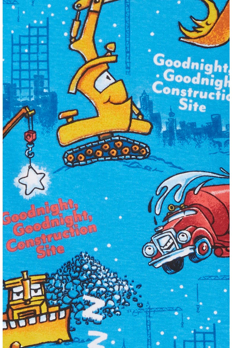 Goodnight Construction Site Fitted Two-Piece Pajamas & Book Set, Alternate, color, BLUE