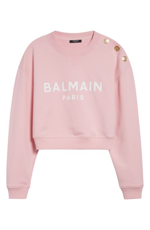 Balmain Embossed Gold Metal Button Shoulder Sweatshirt In Gold