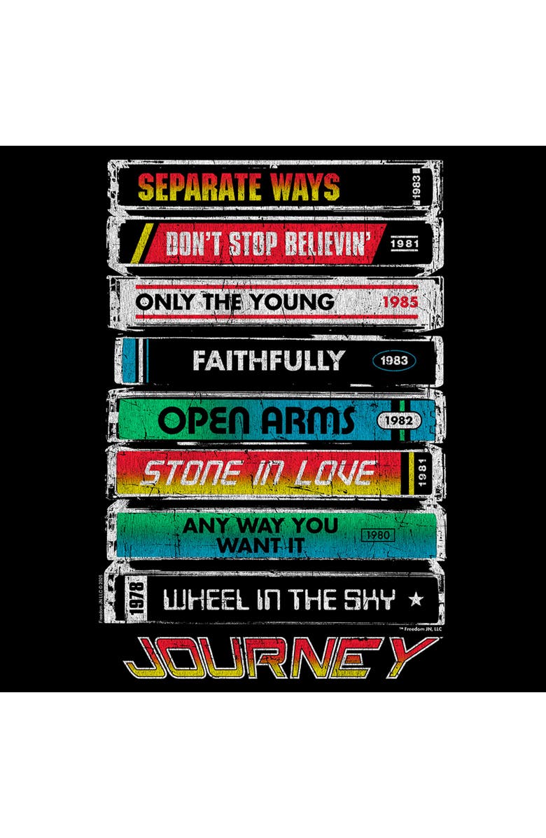 JOURNEY Junior's Journey Tape Deck Hits  Graphic T-Shirt, Alternate, color, Black