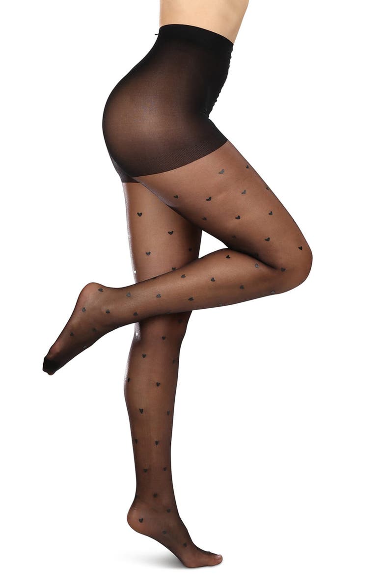 MeMoi Mini Heart Sheer Tights, Main, color, 