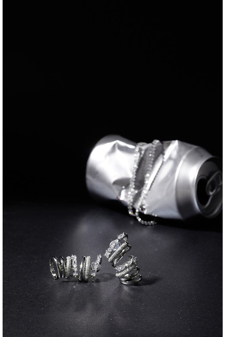 Cubic Zirconia Ear Climbers, Alternate, color, SILVER