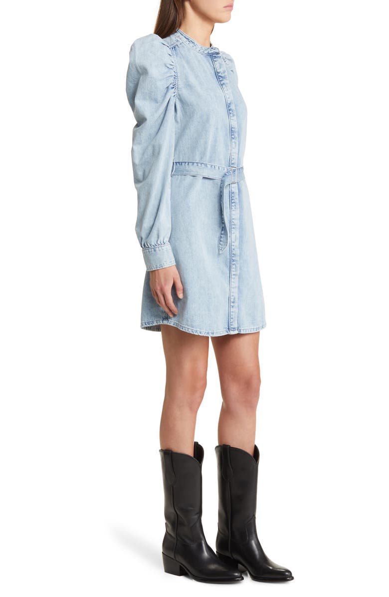 FRAME Gillian Belted Puff Shoulder Long Sleeve Denim Dress, Alternate, color, 