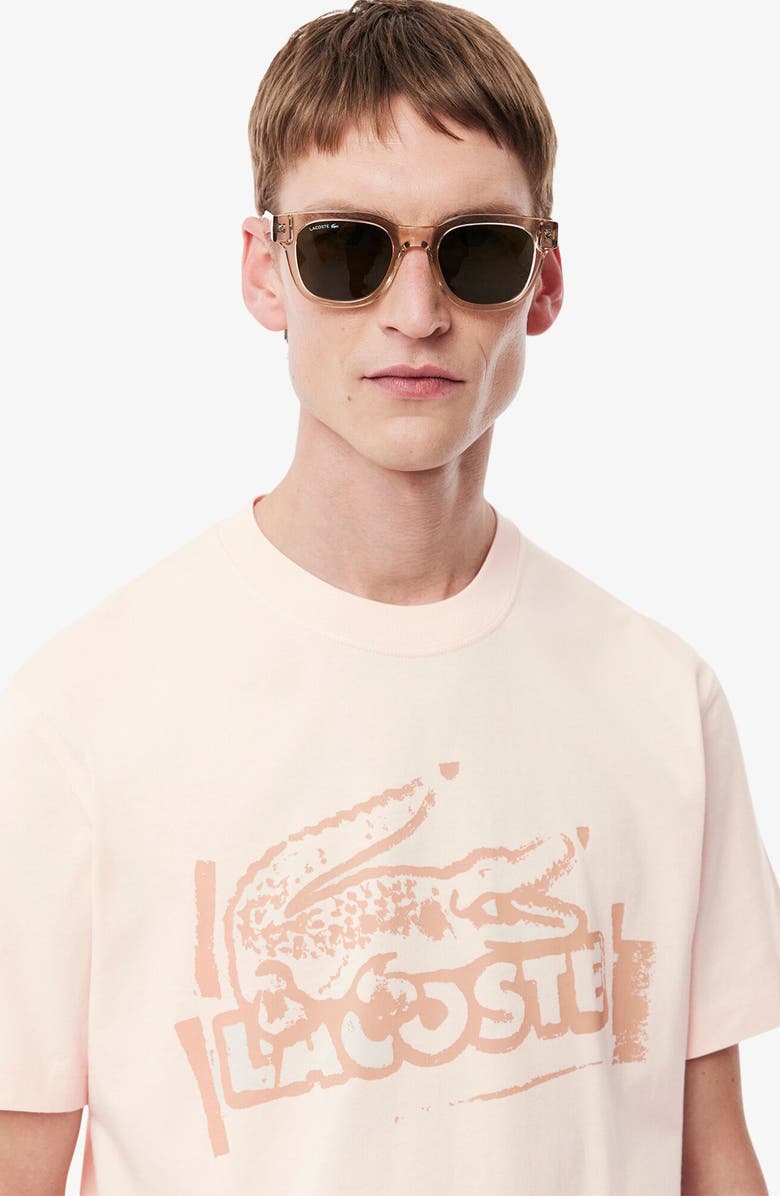 Lacoste Stencil Classic Fit Graphic T-Shirt, Alternate, color, Angora/ Latte