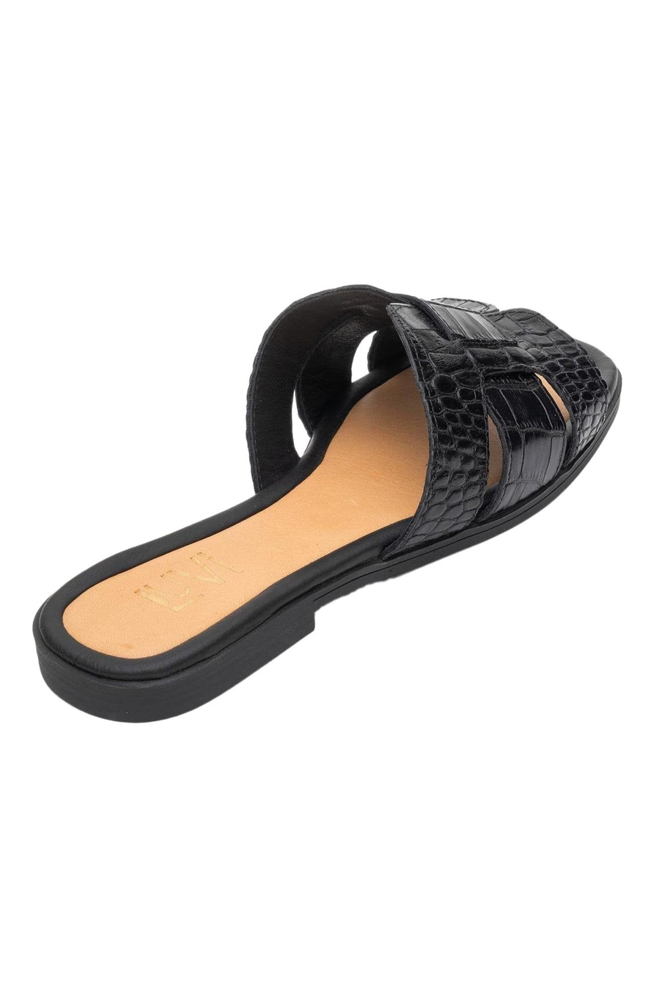 Forever & Always Shoes Notre Leather Slide Sandal, Alternate, color, Black Leather