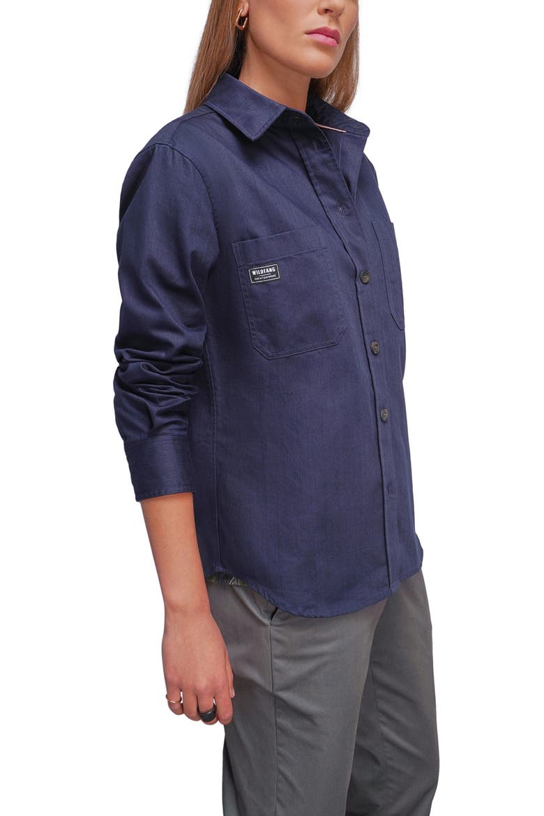Essential Long Sleevde Button Up, Alternate, color, Navy