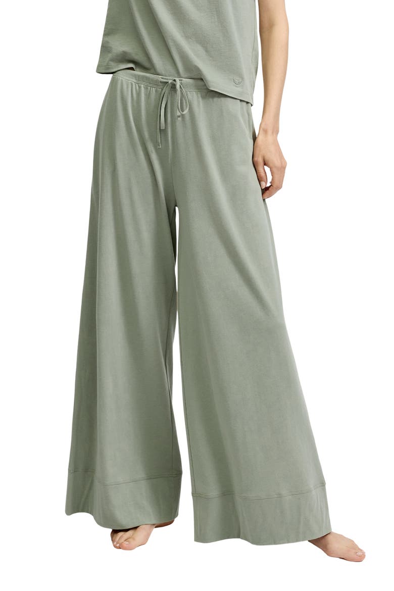 Pima Cotton Wide Leg Lounge Pants, Main, color, GREEN