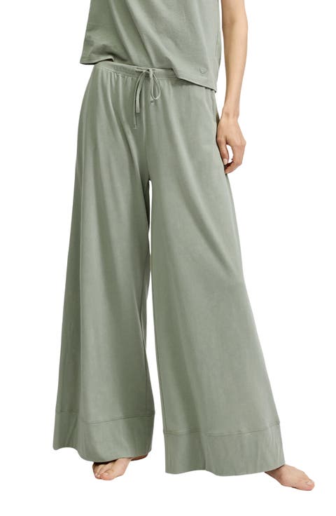 Pima Cotton Crop Wide Leg Pajama Pants