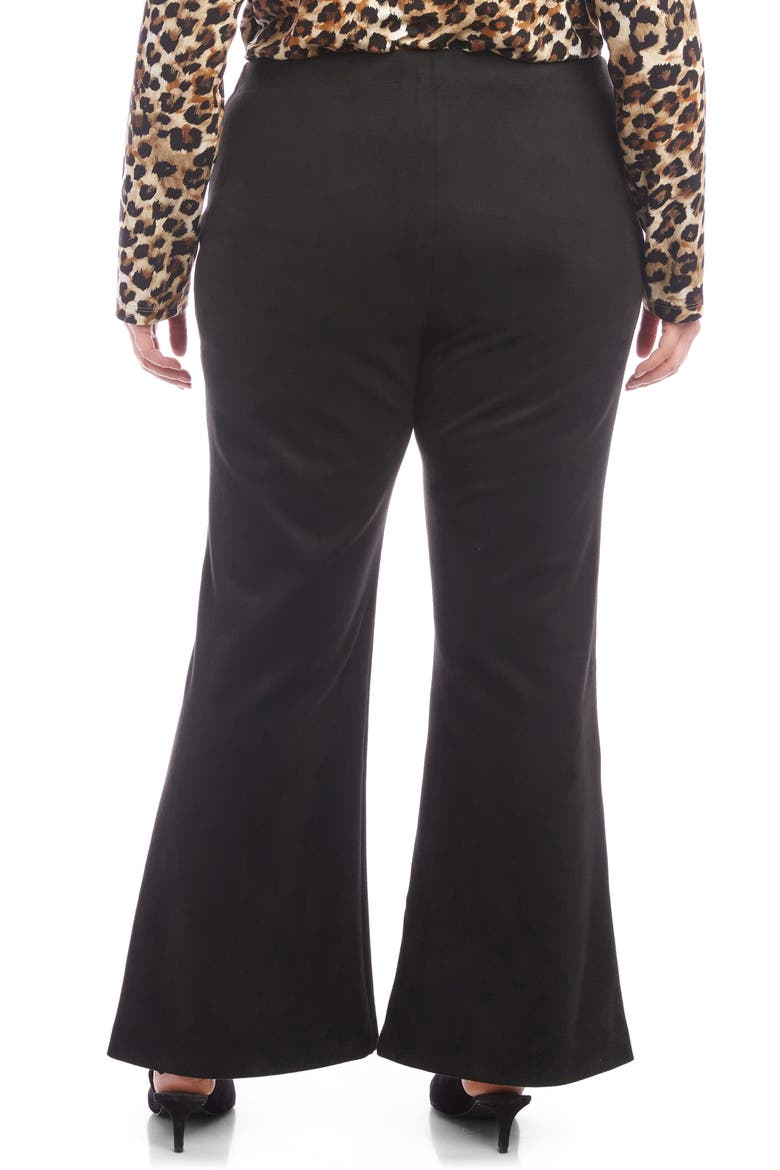 Faux Suede Front Slit Flare Pants, Alternate, color, BLACK