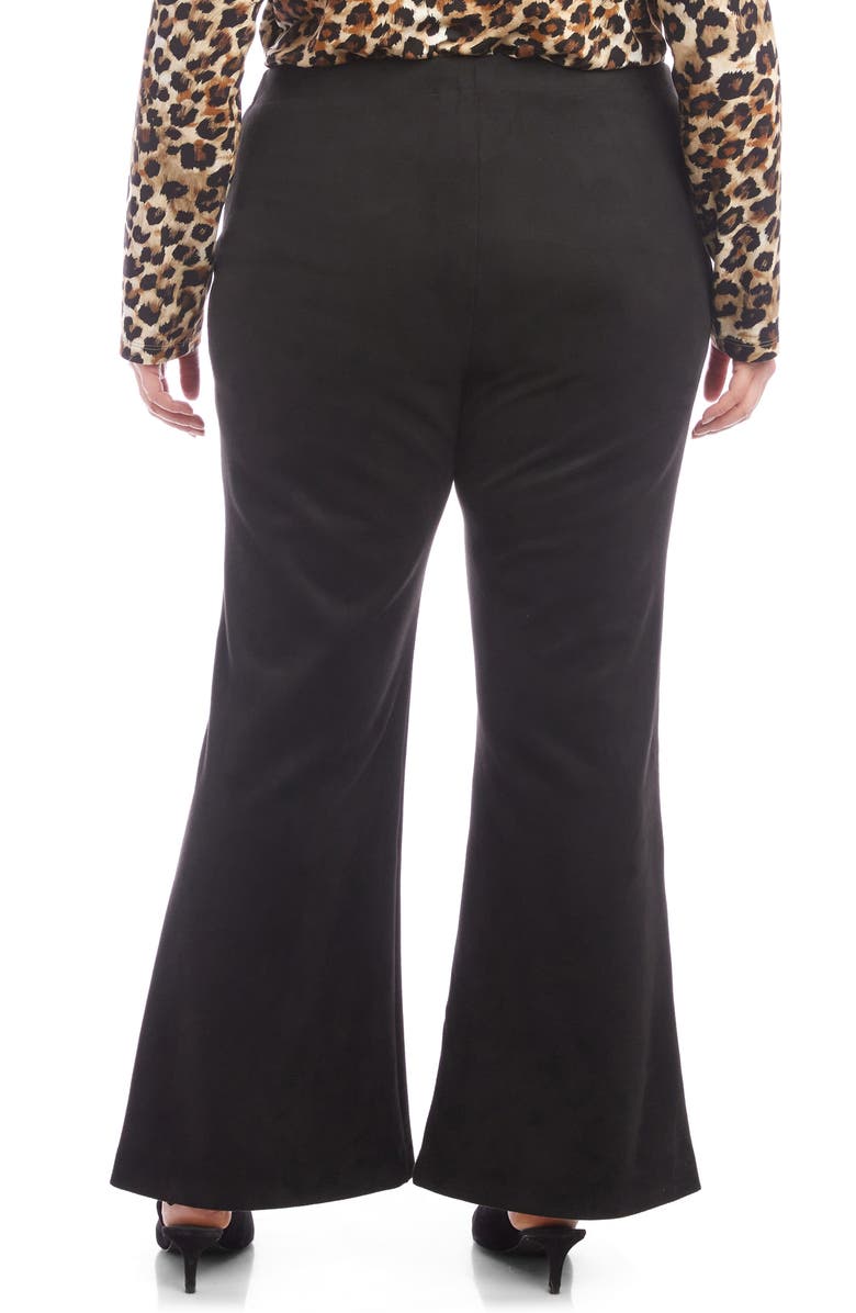 Karen Kane Faux Suede Front Slit Flare Pants, Alternate, color, Black