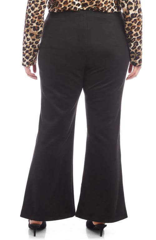 Karen Kane Faux Suede Front Slit Flare Pants In Black