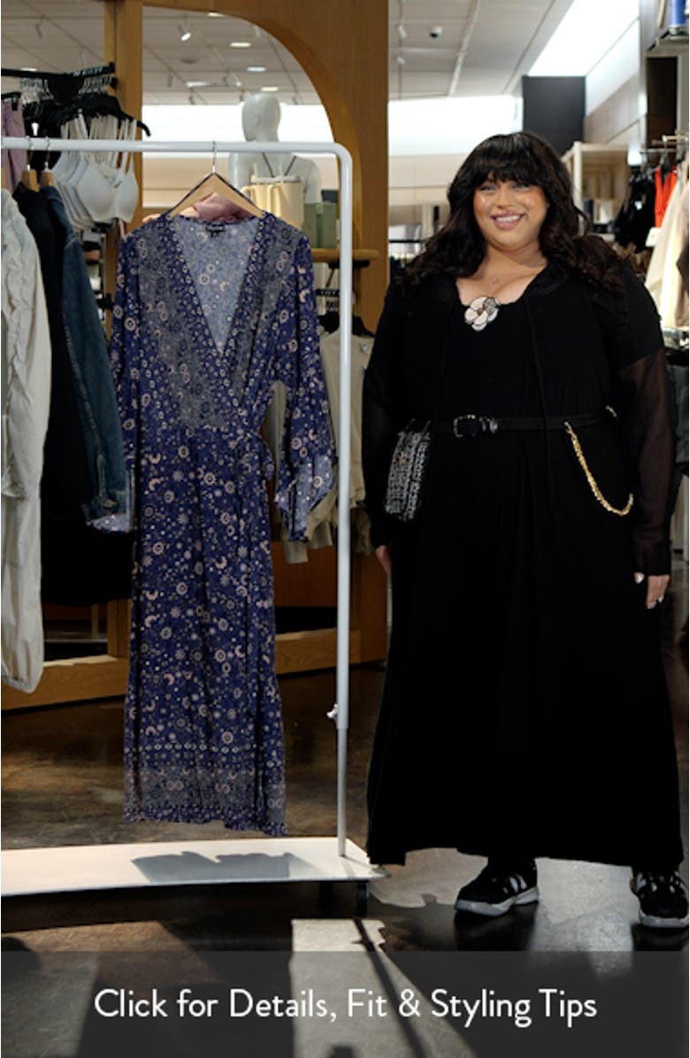 Floral Border Print Wrap Front Maxi Dress, sales video thumbnail