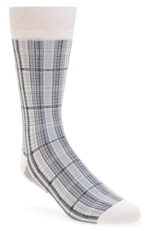 Plaid Jacquard Cotton Blend Socks