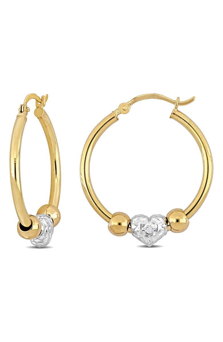 DELMAR Diamond Heart Hoop Earrings - 0.02ct., Main, color, 
