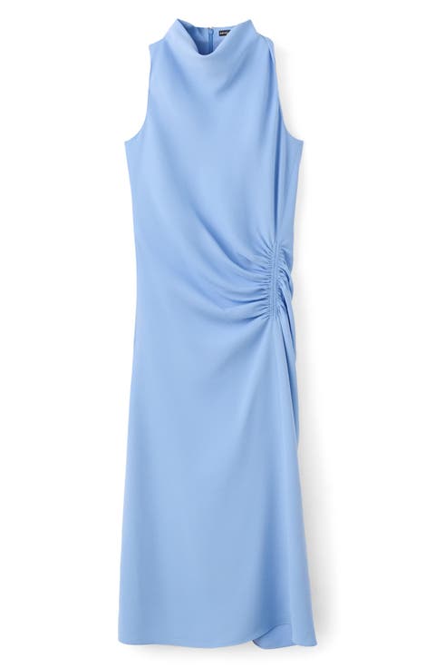 Ruched Sleeveless Midi Dress