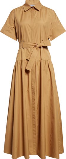 Max Mara Agoraio Cotton Belted Shirtdress | Nordstrom