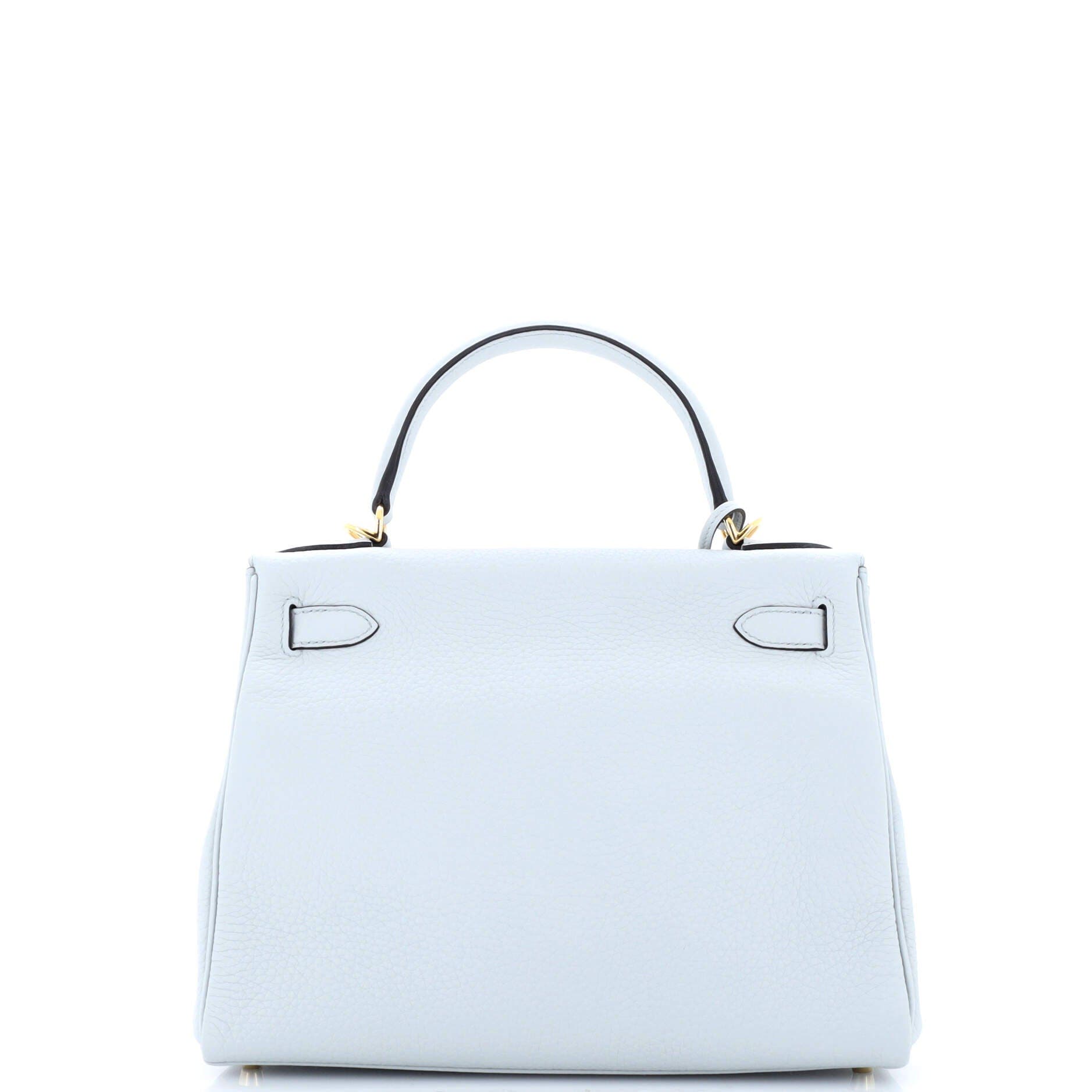 Pre-Owned Hermes Kelly Handbag Blue Clemence with Gold Hardware 28, Alternate, color, Bleu Pale