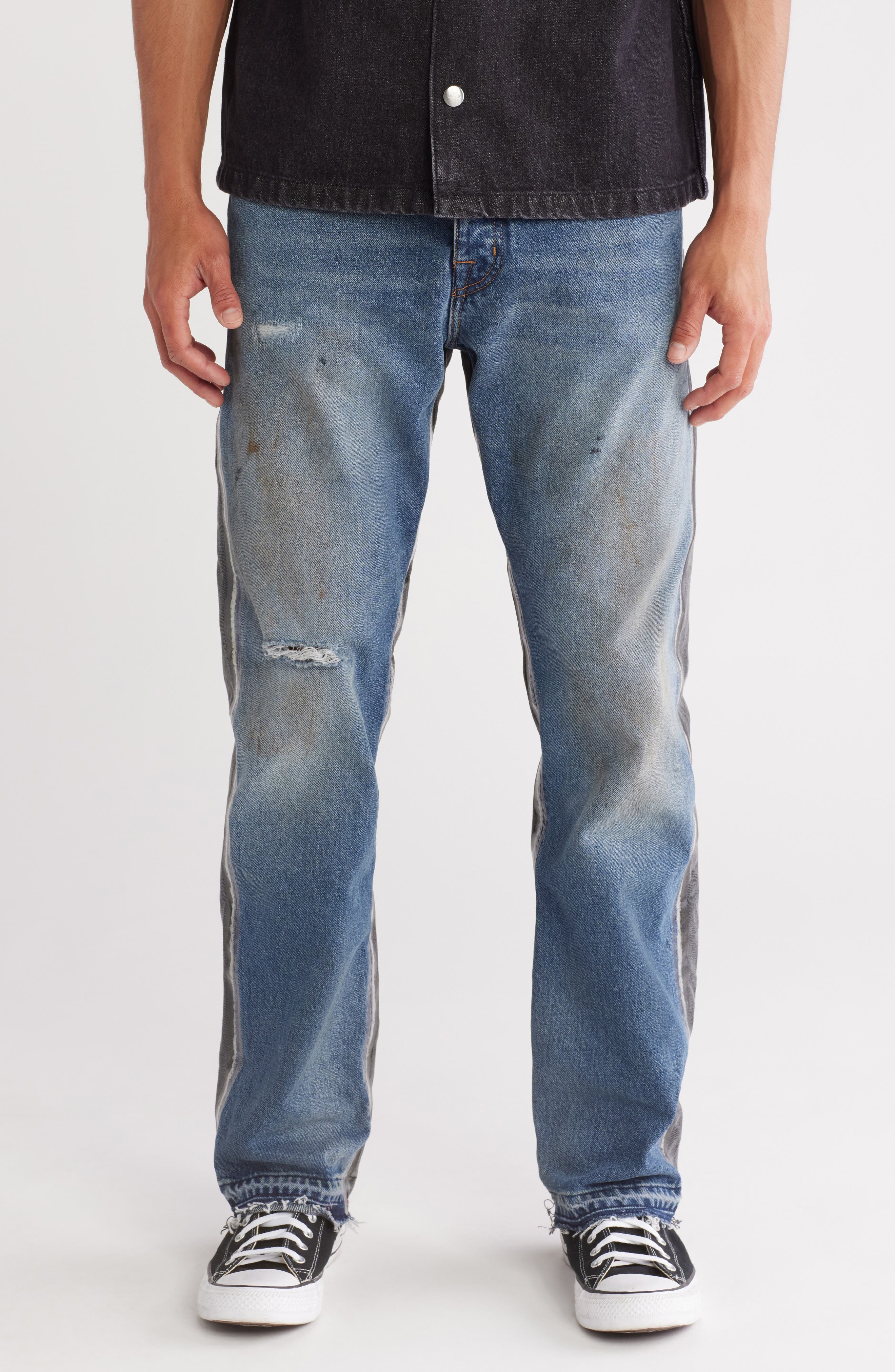 PURPLE BRAND Two-Tone Skinny Jeans