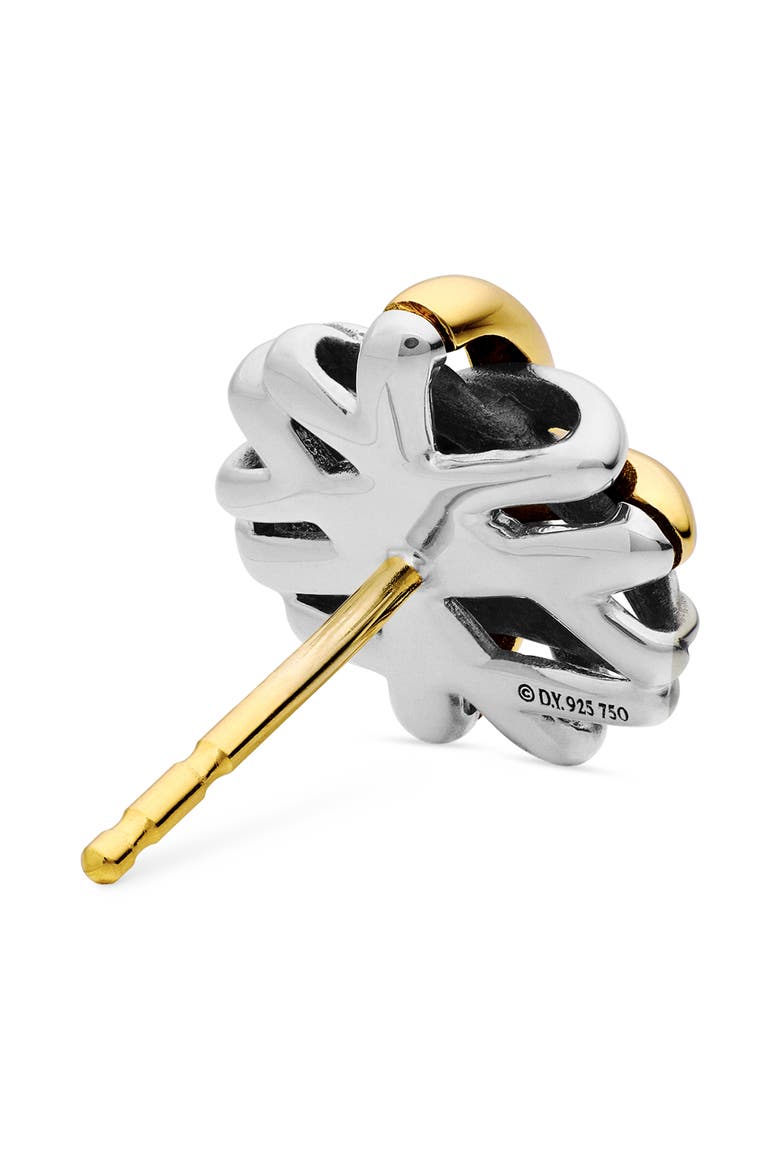Crossover Stud Earrings with 18K Yellow Gold, Alternate, color, SILVER/ GOLD