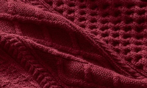 Boll & Branch Aran Cable Organic Cotton Throw Blanket In Red