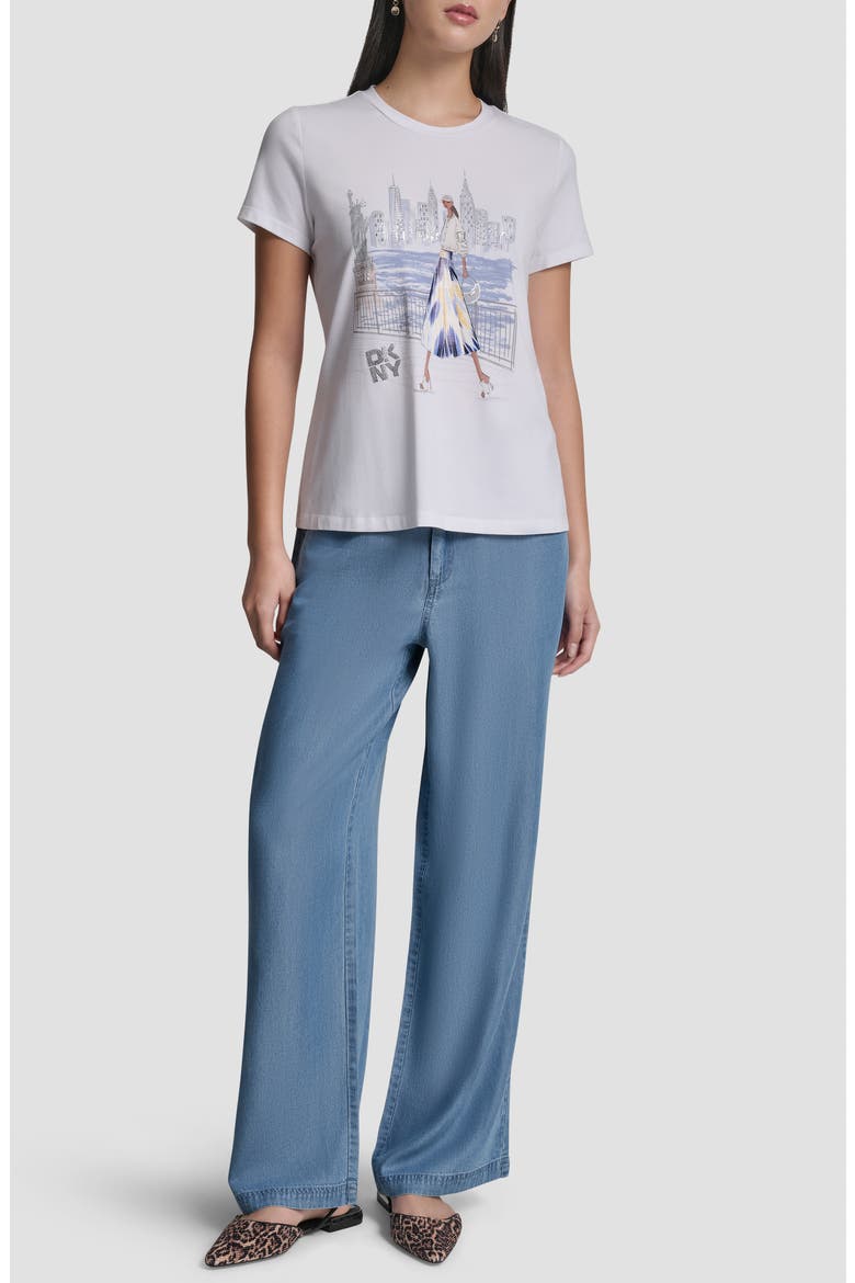 Crystal Embellished Statue of Liberty Conversational Graphic T-Shirt, Alternate, color, WHITE