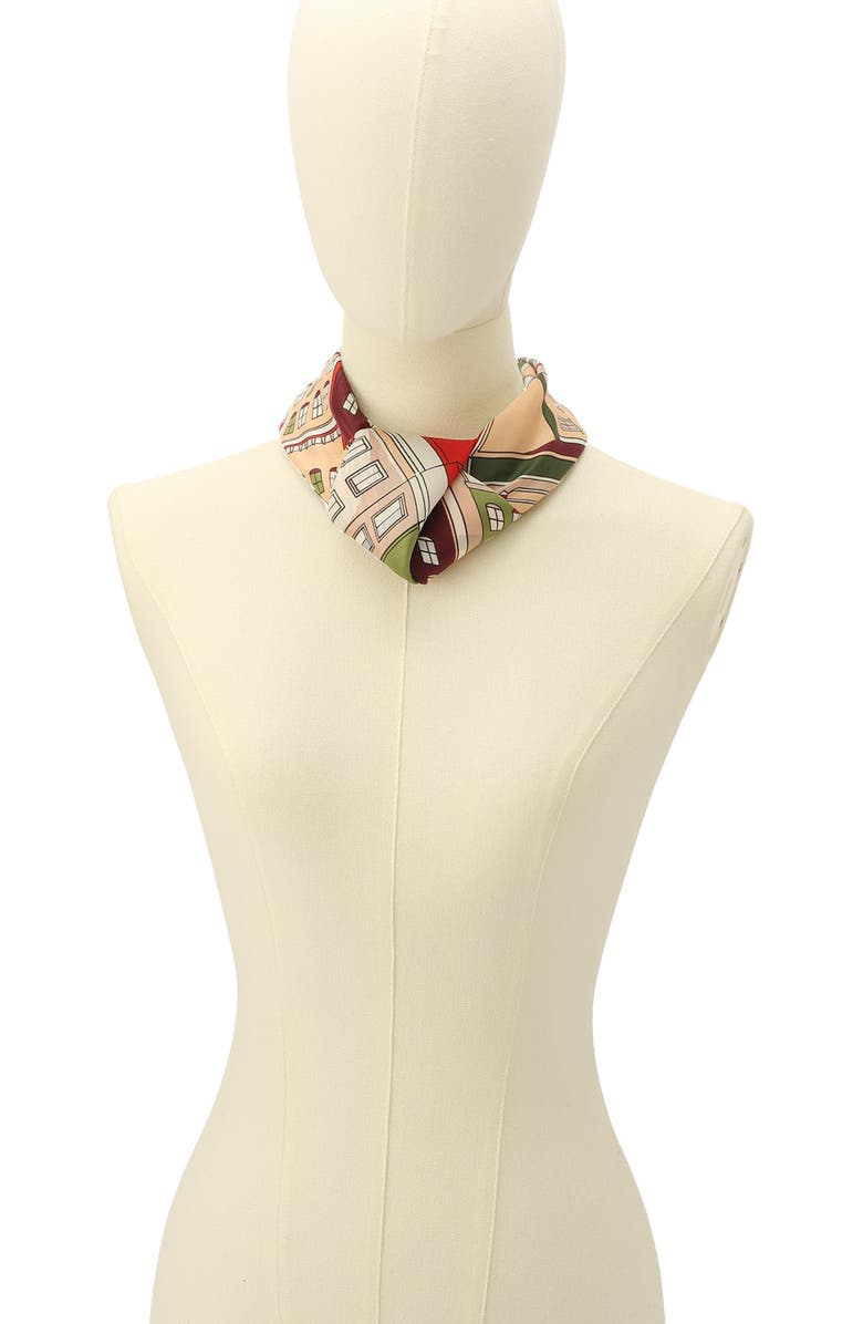 Kate Spade New York park scene silk square scarf, Alternate, color, Multi Beige