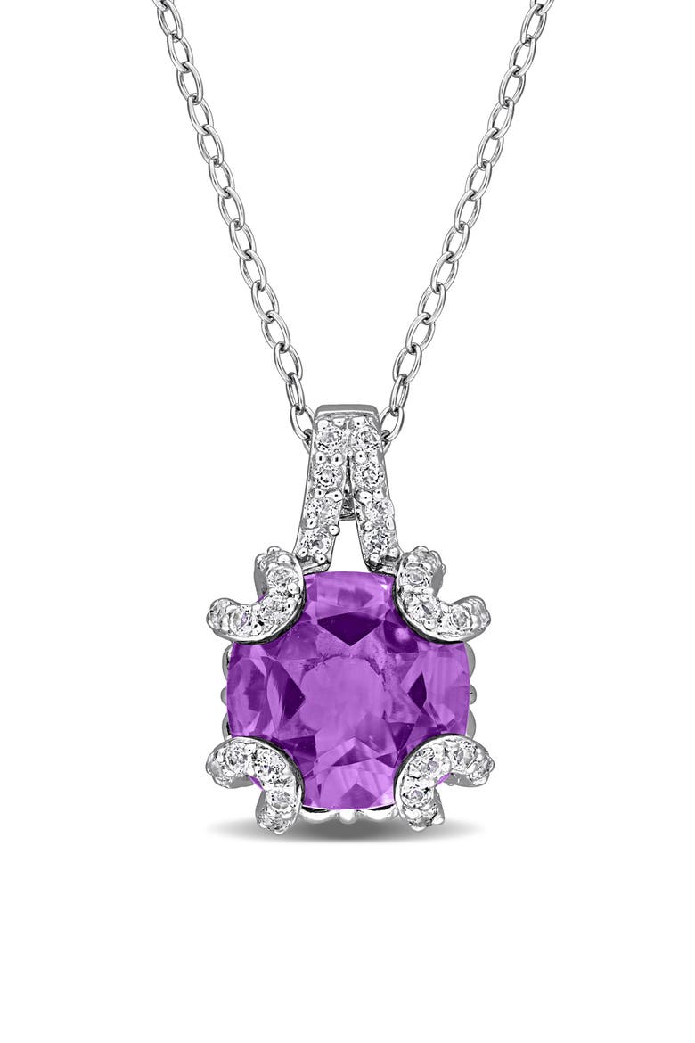 Semiprecious Stone & White Topaz Pendant Necklace, Main, color, PURPLE