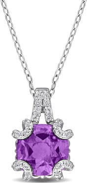 DELMAR Semiprecious Stone & White Topaz Pendant Necklace