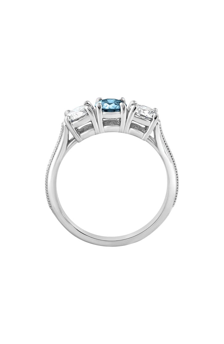 Bliss Diamond 1 1/2Ct Blue Diamond 3-Stone Accent Engagement Ring in Gold Lab Grown, Alternate, color, 