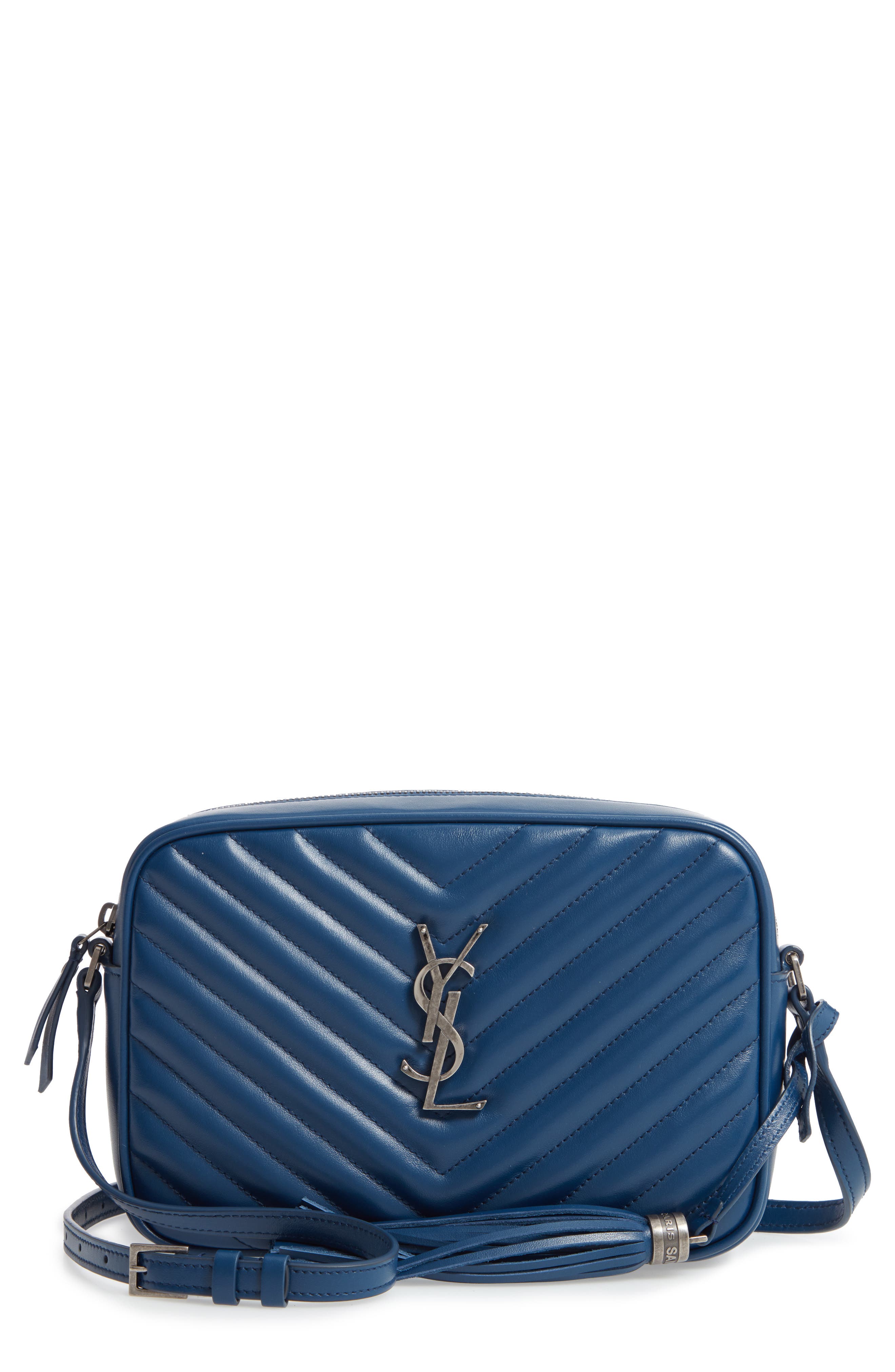 Lou Matelassé Leather Camera Bag, Main, color, SEA BLUE
