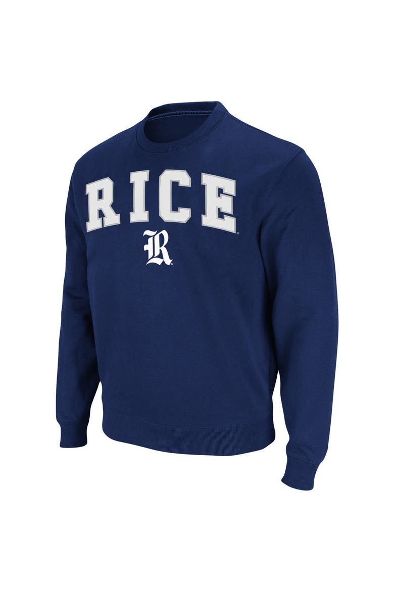 Men's Colosseum Navy Rice Owls Arch & Logo Tackle Twill Pullover Sweatshirt, Alternate, color, Navy