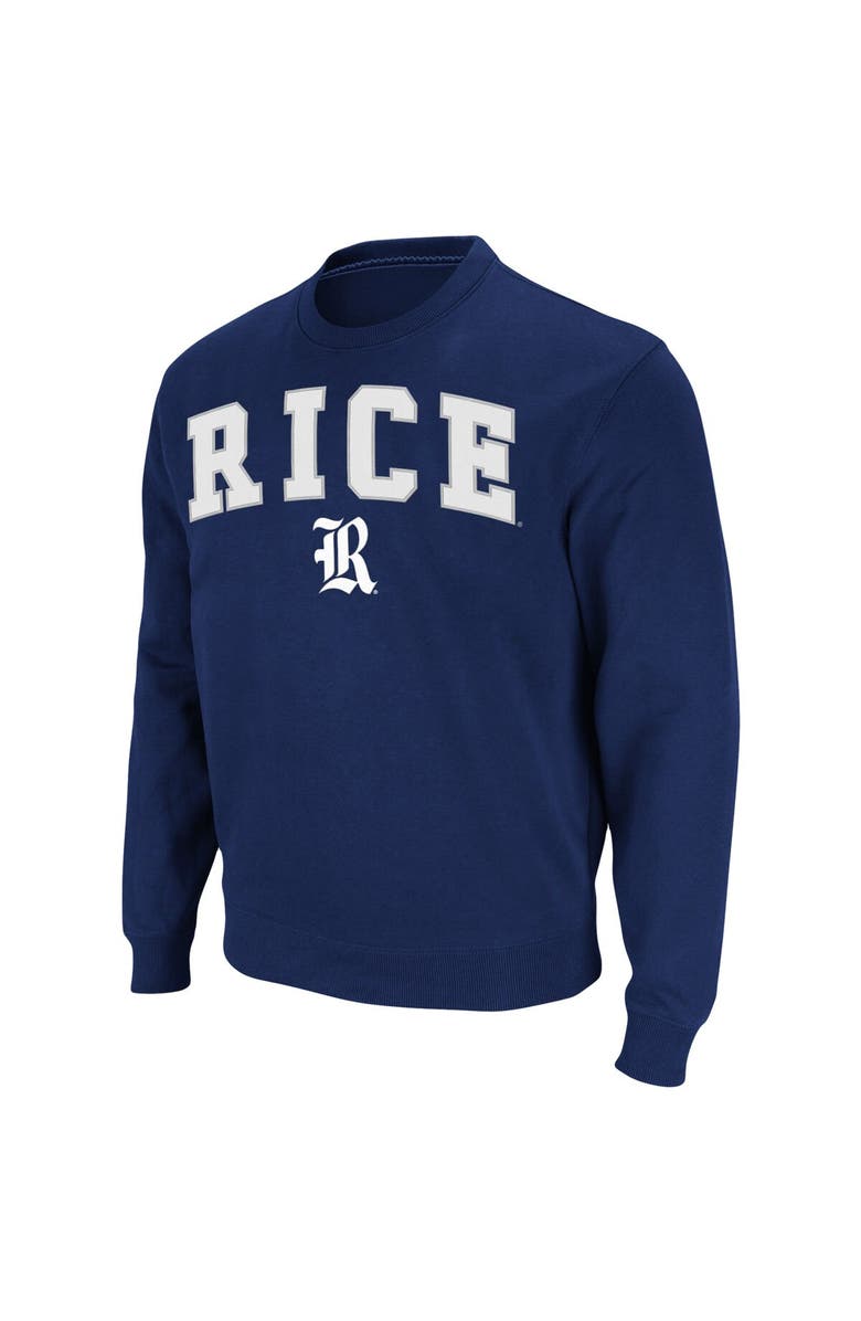 COLOSSEUM Men's Colosseum Navy Rice Owls Arch & Logo Tackle Twill Pullover Sweatshirt, Alternate, color, Navy