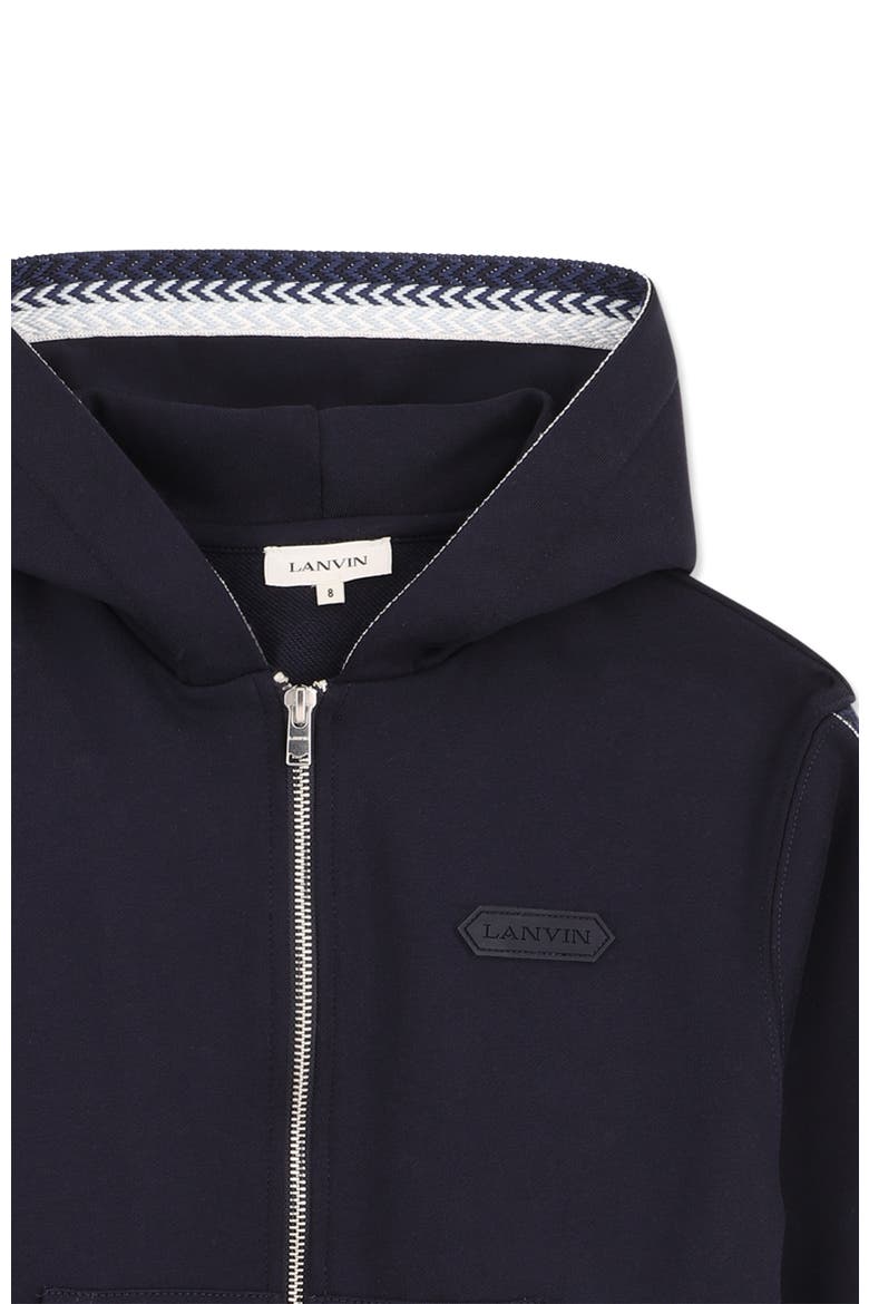 Kids Embroidered Zip-Up Hoodie In Cotton, Alternate, color, Black
