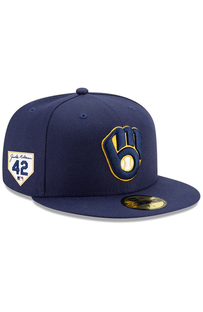 New Era Men's New Era Gold Milwaukee Brewers 2024 Jackie Robinson Day 59FIFTY Fitted Hat, Main, color, 