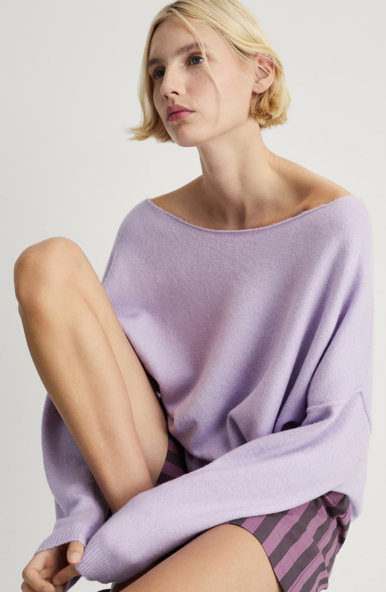 MANGO Boat Neck Sweater, Alternate, color, Lavender
