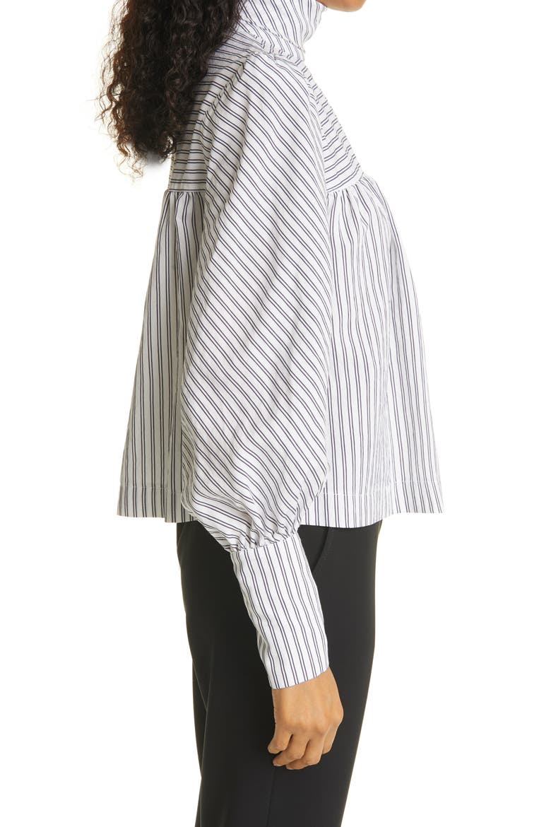 Stripe Turtleneck Blouse, Alternate, color, WHITE/ BLACK SHIRTING STRIPE