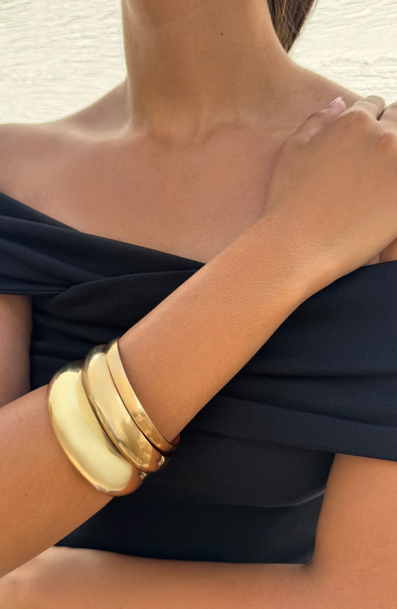 Adornia Set of 3 Assorted Bangle Bracelets, Alternate, color, Gold