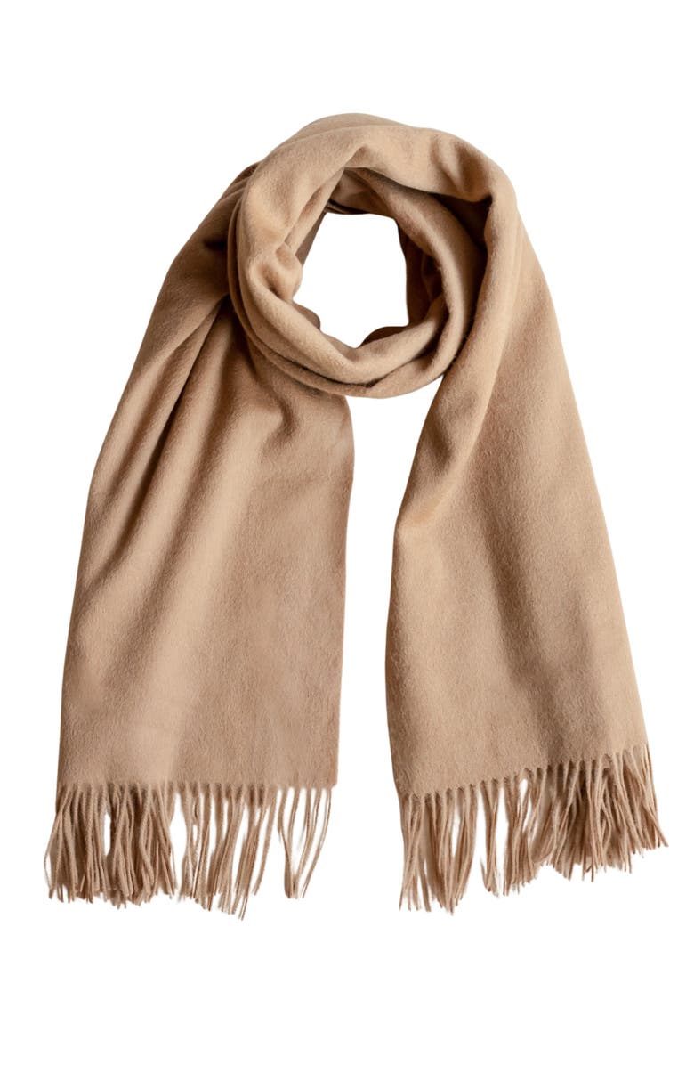 TBCo Lambswool Block Color Blanket Scarf, Main, color, Camel