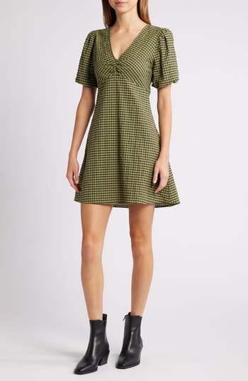 NOBODY'S CHILD NOBODY'S CHILD LIZA KHAKI CHECK MINIDRESS