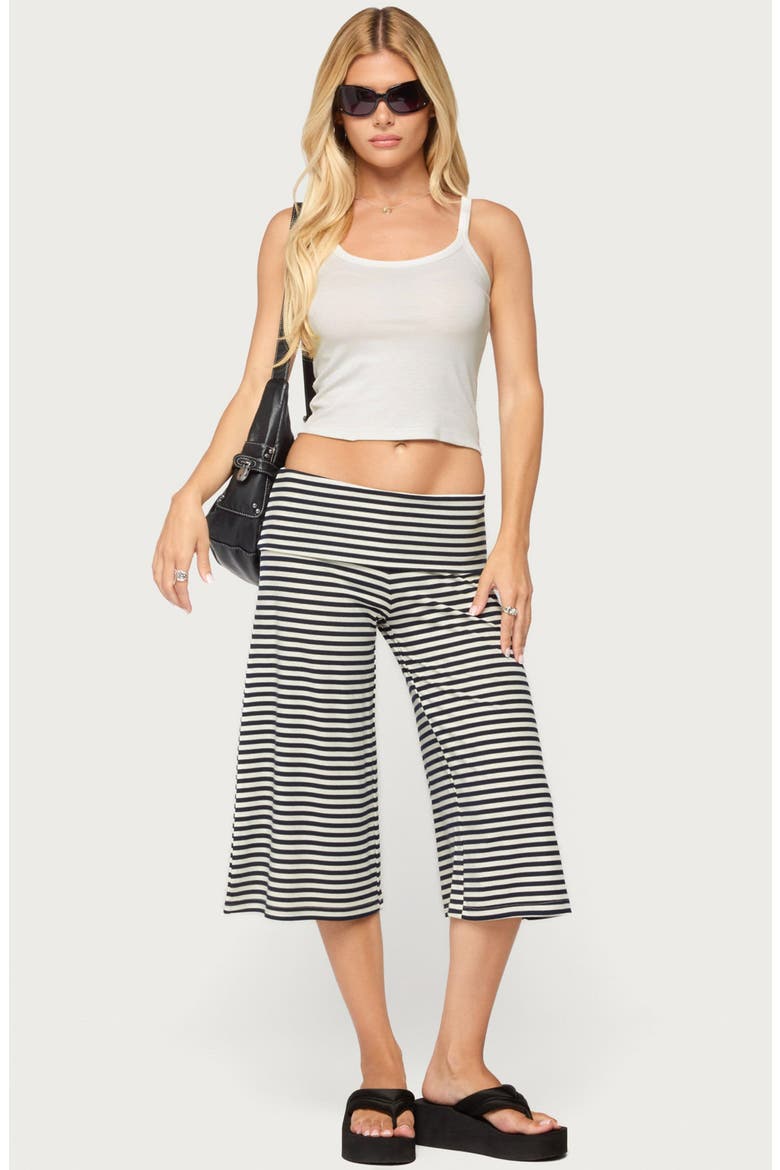 Kelia Foldover Bermuda Shorts, Alternate, color, NAVY-AND-WHITE