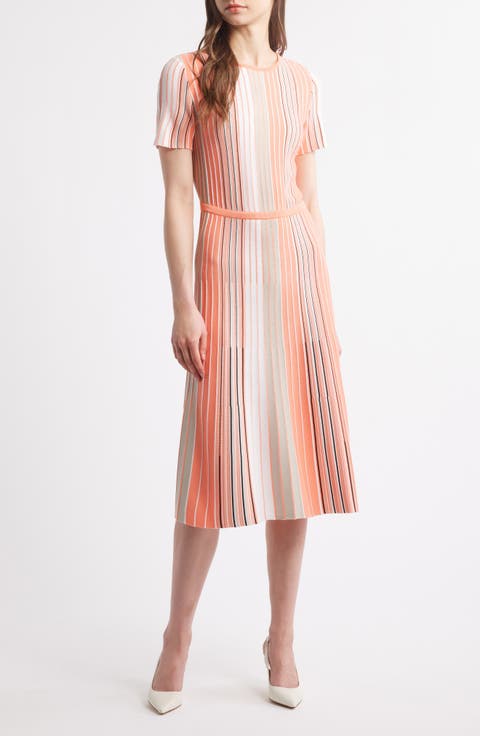 Multi Stripe Soft Knit Fit & Flare Dress